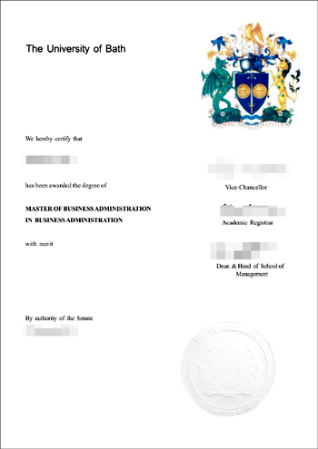 The latest version of a fake degree from bath University.
