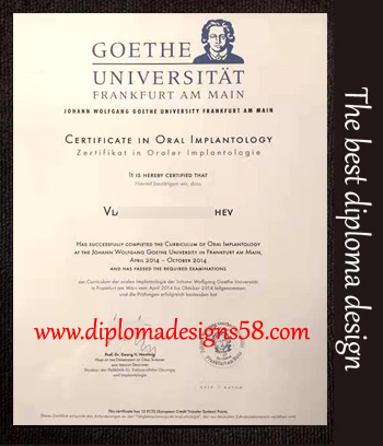 Purchase the latest edition of Goethe University Frankfurt's fake diploma in Germany